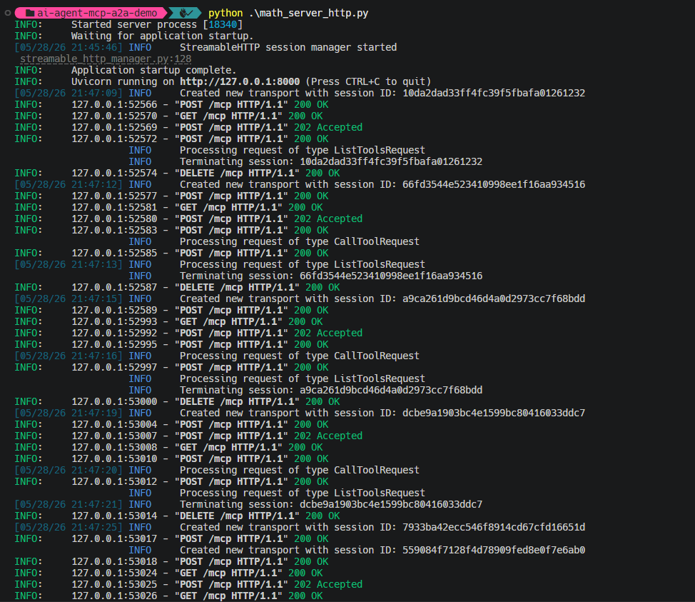 Viewing math server HTTP log