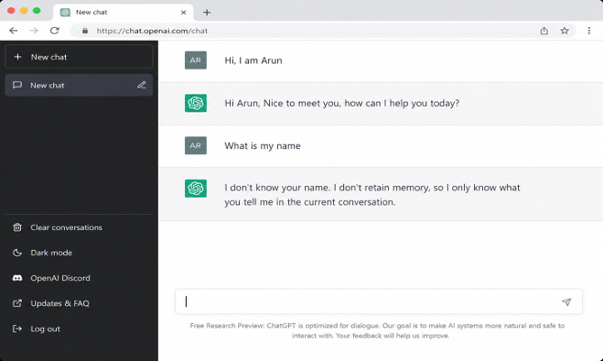 An LLM remembers nothing: the app resends the whole conversation on every call